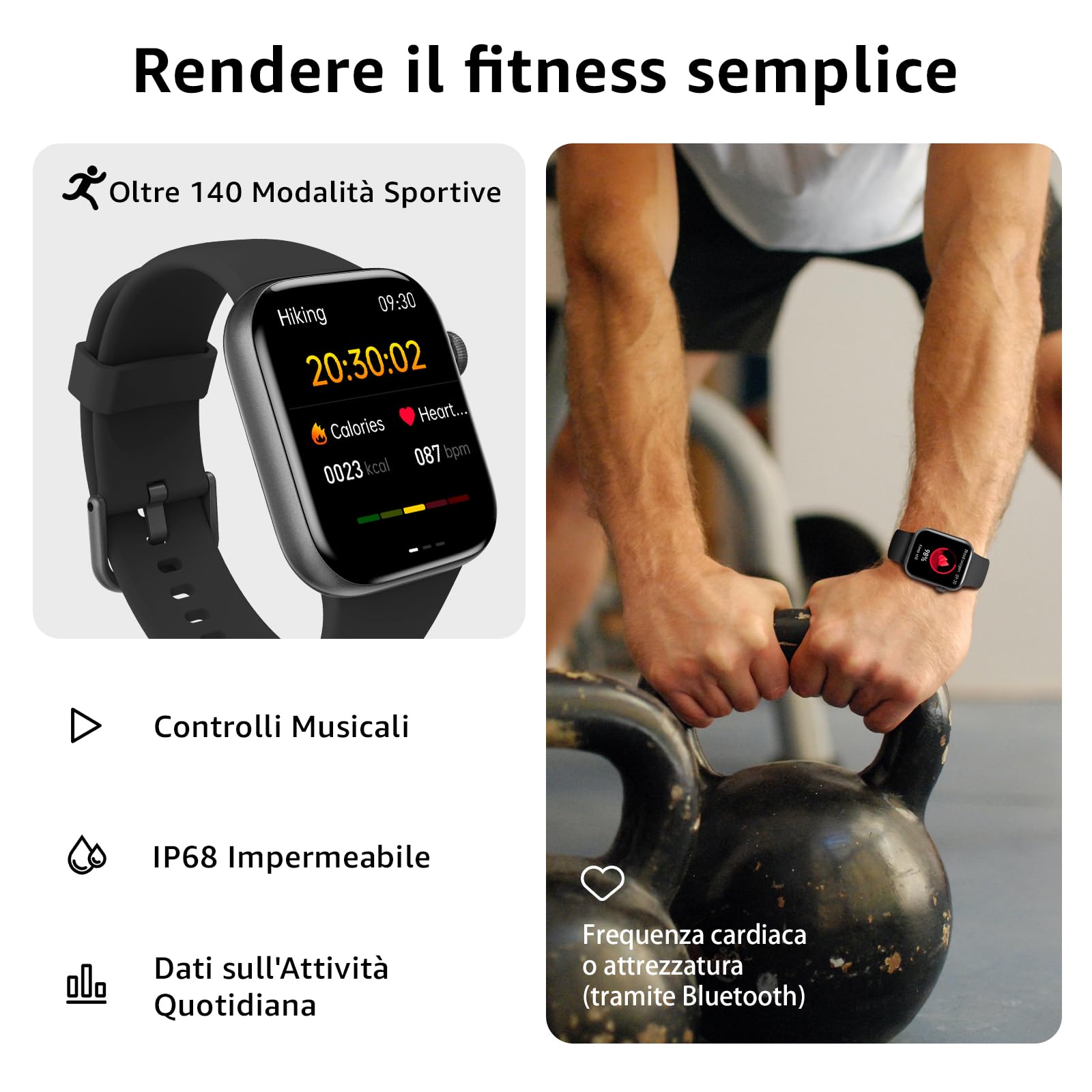 AcclaFit Smartwatch Uomo Donna, 1.85" Full Touch Screen Smartwatch con Effettua/Risposta Chiamate, Fitness Tracker con Pressione Sanguigna e Monitor Sonno, 140+ Sport Step Counter per Android iOS
