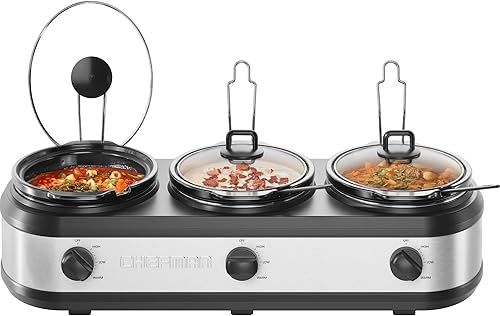 Chefman Triple Slow Cooker & Food Warmer [2.5-Qt Each] $40