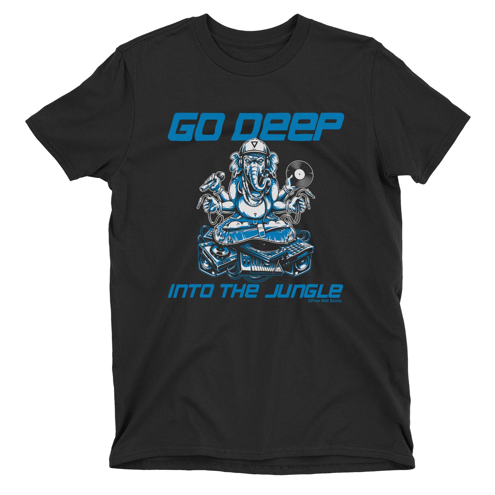 Ladies Dance Music T-Shirt Go Deep Into The Jungle Black