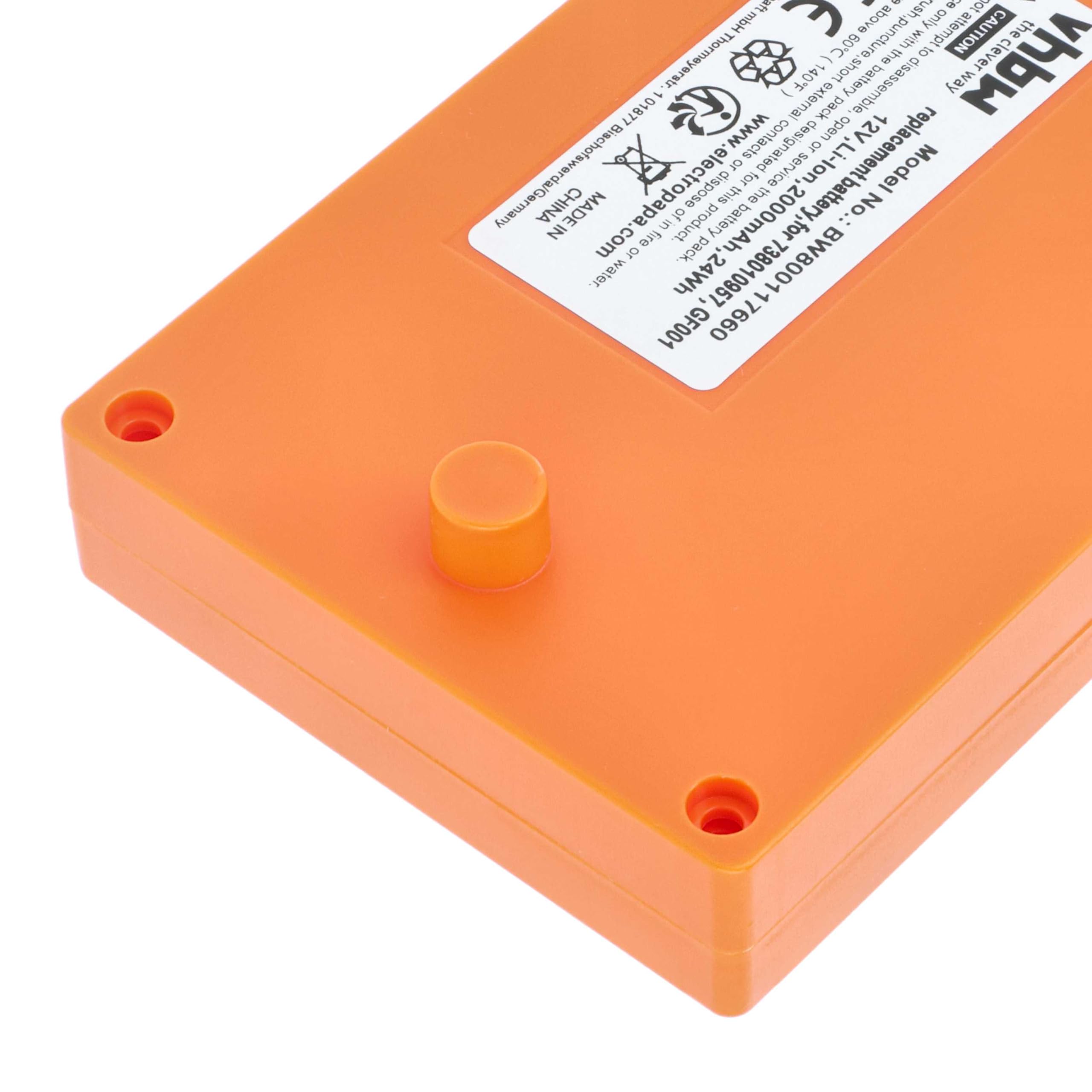 vhbw Batería reemplaza Gross Funk RGRO1215, GF001, 738010957, 100-000-134 para Mando a Distancia Industrial (2000 mAh, 12 V, Li-Ion)