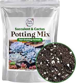 Organic Potting Soil, Succulent & Cactus Potting Soil Mix - 4 Qt, Fast Draining Formula Pre-Mixed Plant Bonsai Soil, All P...