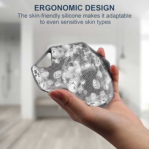 Miniatura 2 de DEBETOOL Limpiador corporal de silicona de grado alimenticio, cepillo de baño de ducha con agujero para colgar, paquete de 2 unidades exfoliante
