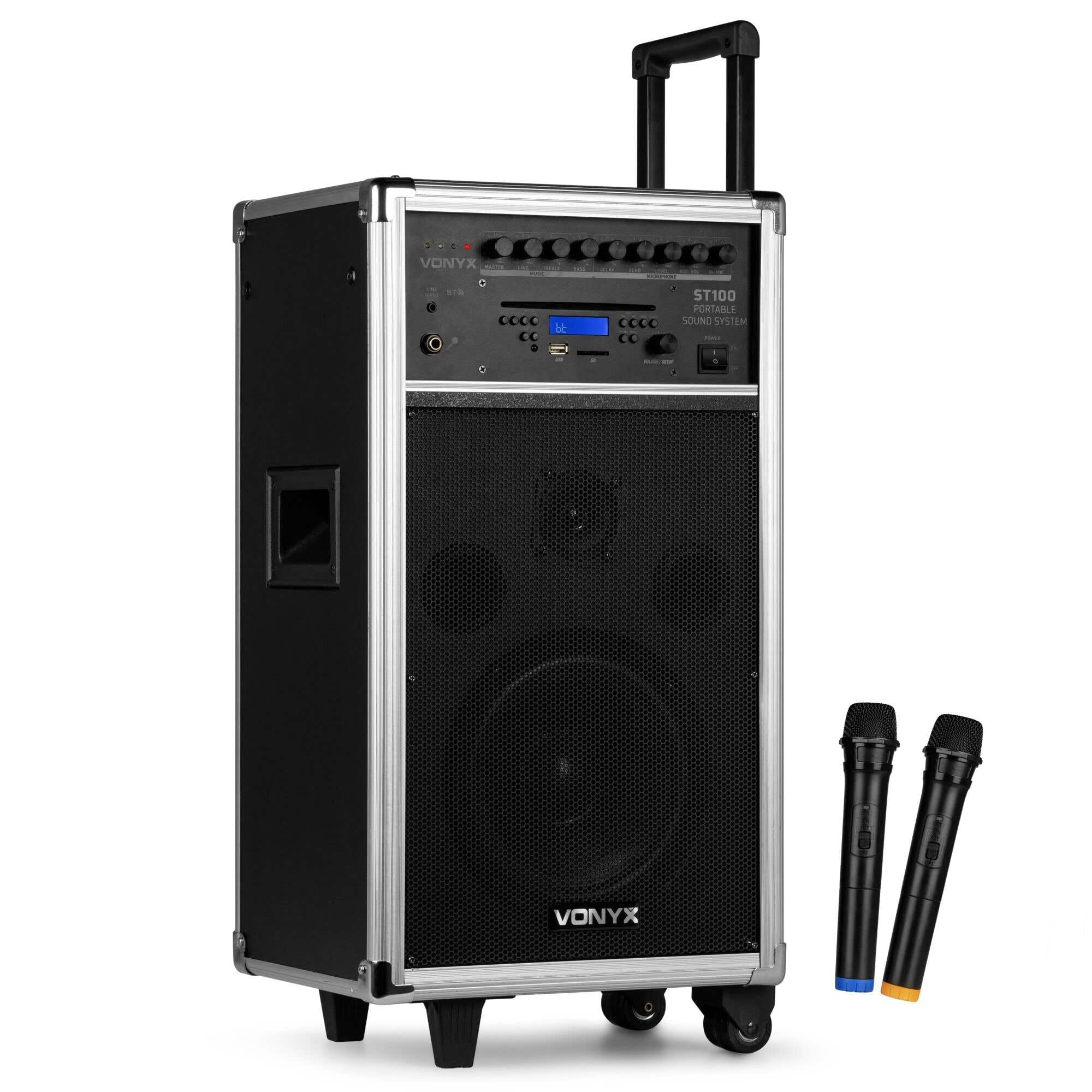 portable batterie-lautsprecher vonyx st100 mit 2 wireless mikrofonen