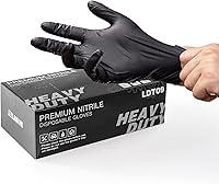 Vista 1 de LANON - Guantes desechables de nitrilo negro de 6 mil, aptos para alimentos, resistentes, puntas de los dedos texturizadas, sin látex, talla L