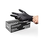 LANON 6-mil Black Nitrile Disposable Gloves, Food-Safe, Powder-Free, Heavy-Duty, Textured Fingertips, Latex-Free, Small