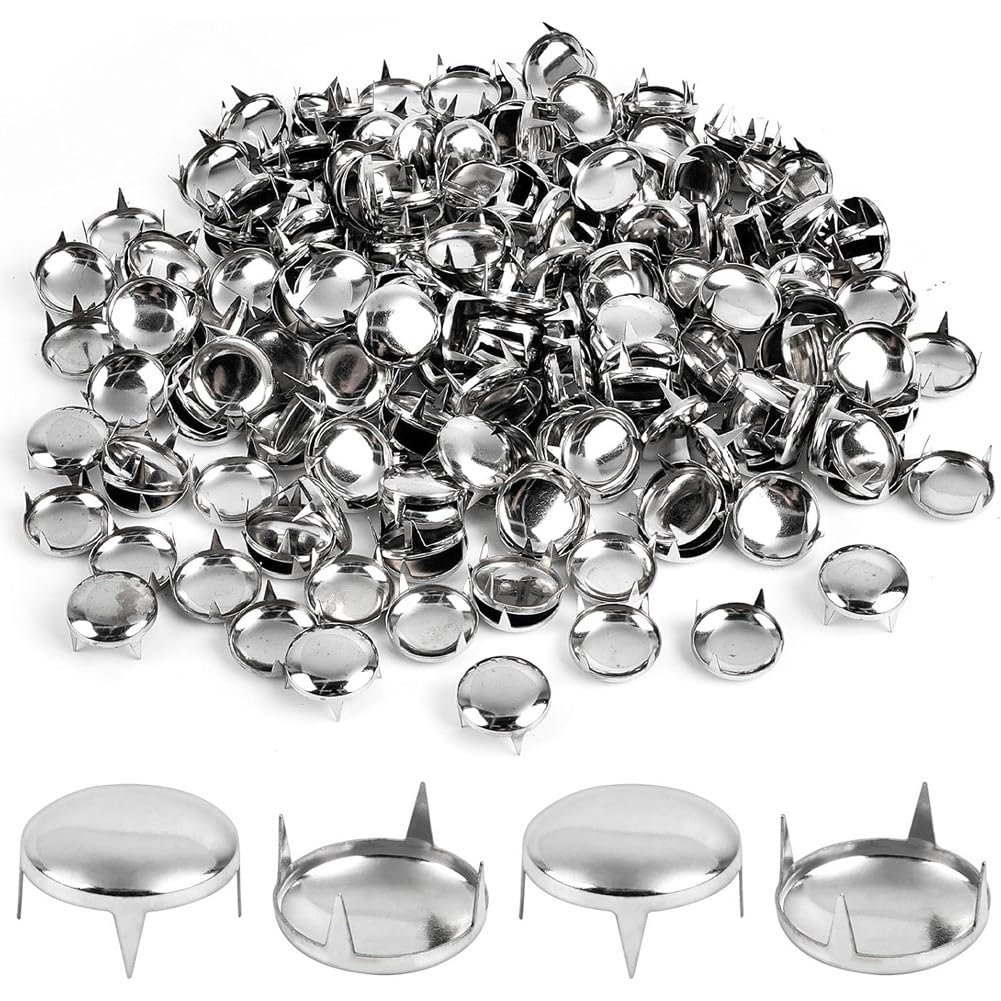 UDSKNV[KSL Studs for Clothing- 250Pcs 16mm Round Dome Nailhead Studs, Spikes, Leather Rivets, and Prong Studs Kit for Punk Rock DIY