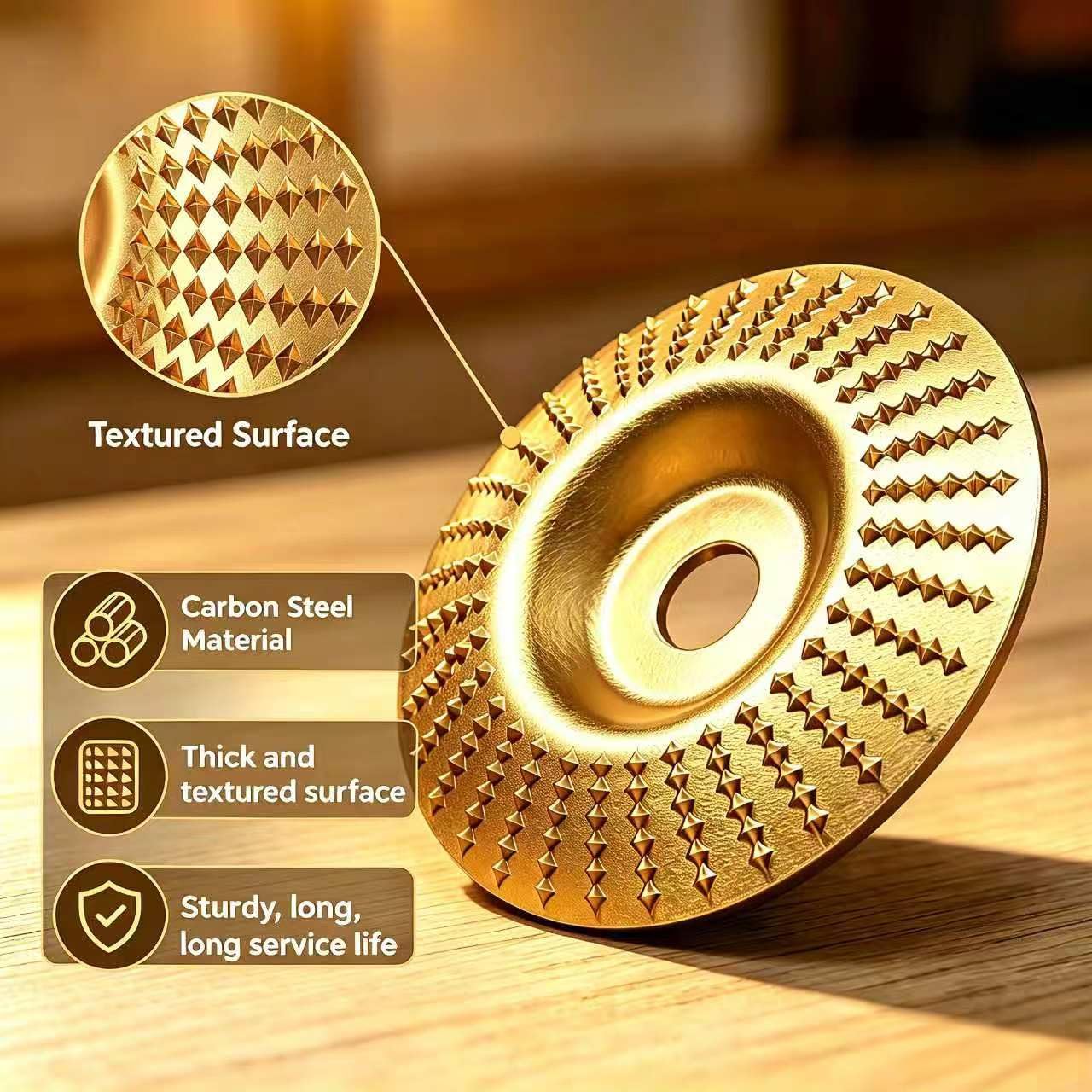 3PCS Tungsten Carbide Wood Carving Disc Set, Heavy Duty Grinding Wheel for 4" & 4-1/2" Angle Grinder, Wood Cutting Shaping Sanding Wheel with 5/8" Arbor for Woodworking Projects