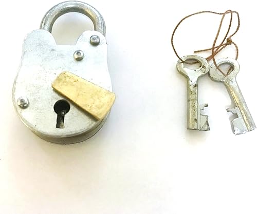 Deco 79 01101 Candado y llaves decorativas industriales de metal y latón, 4 x 3 pulgadas