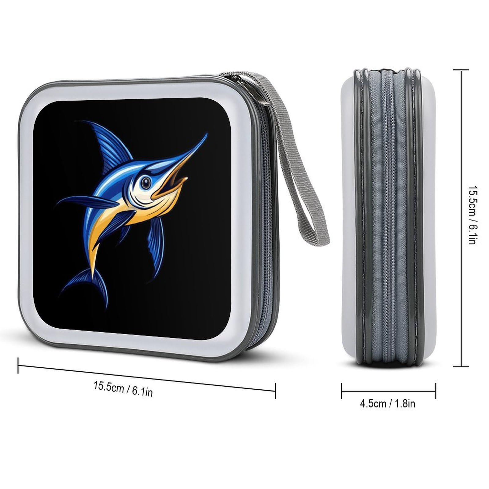 Marlin Swordfish Fish CD Case Portable DVD Holder Storage Organizer for Home Travel