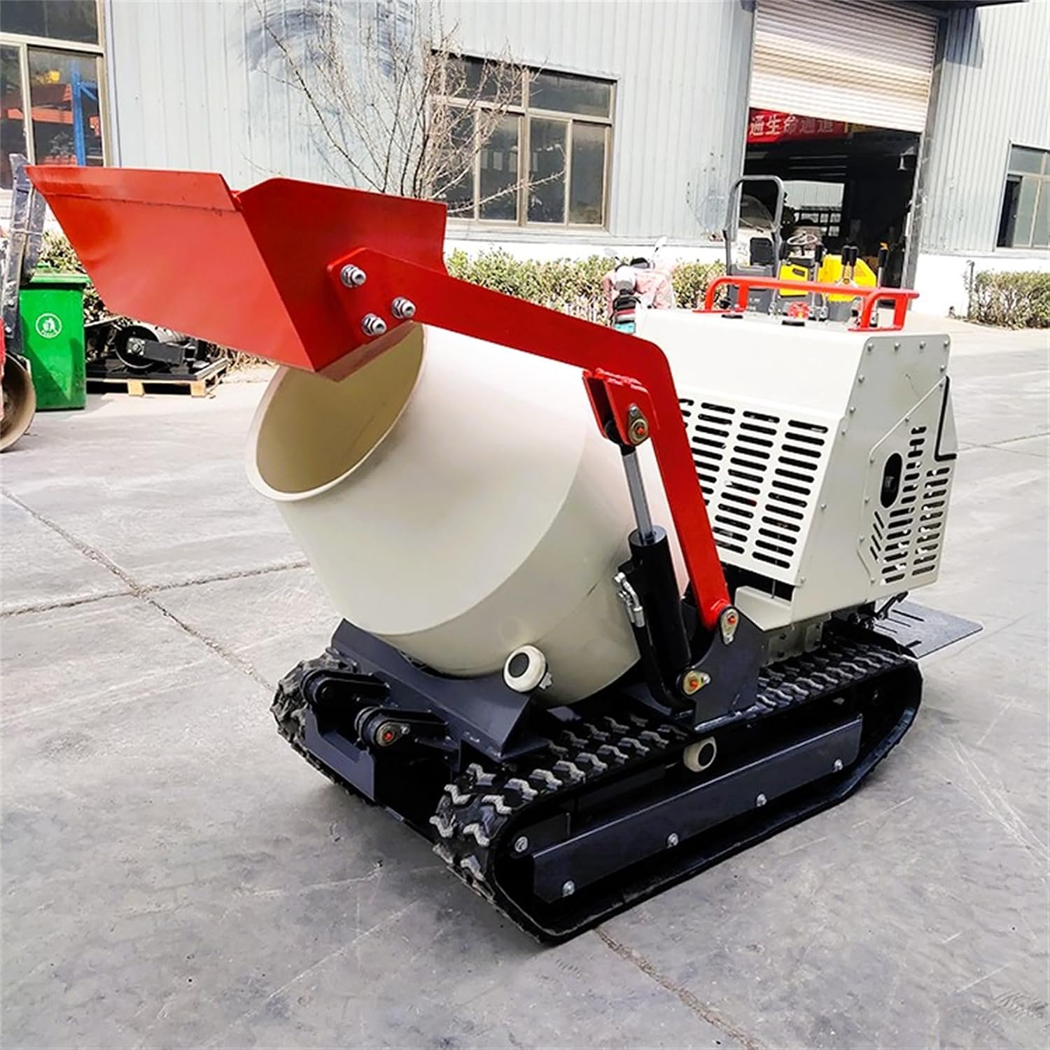 Diesel Powered Self Loading Concrete Mixer, Portable Automatic Cement Mixer Machine with Rotating Drum, Compact All Terrain Concrete Mixer for Contractor and Residential Use