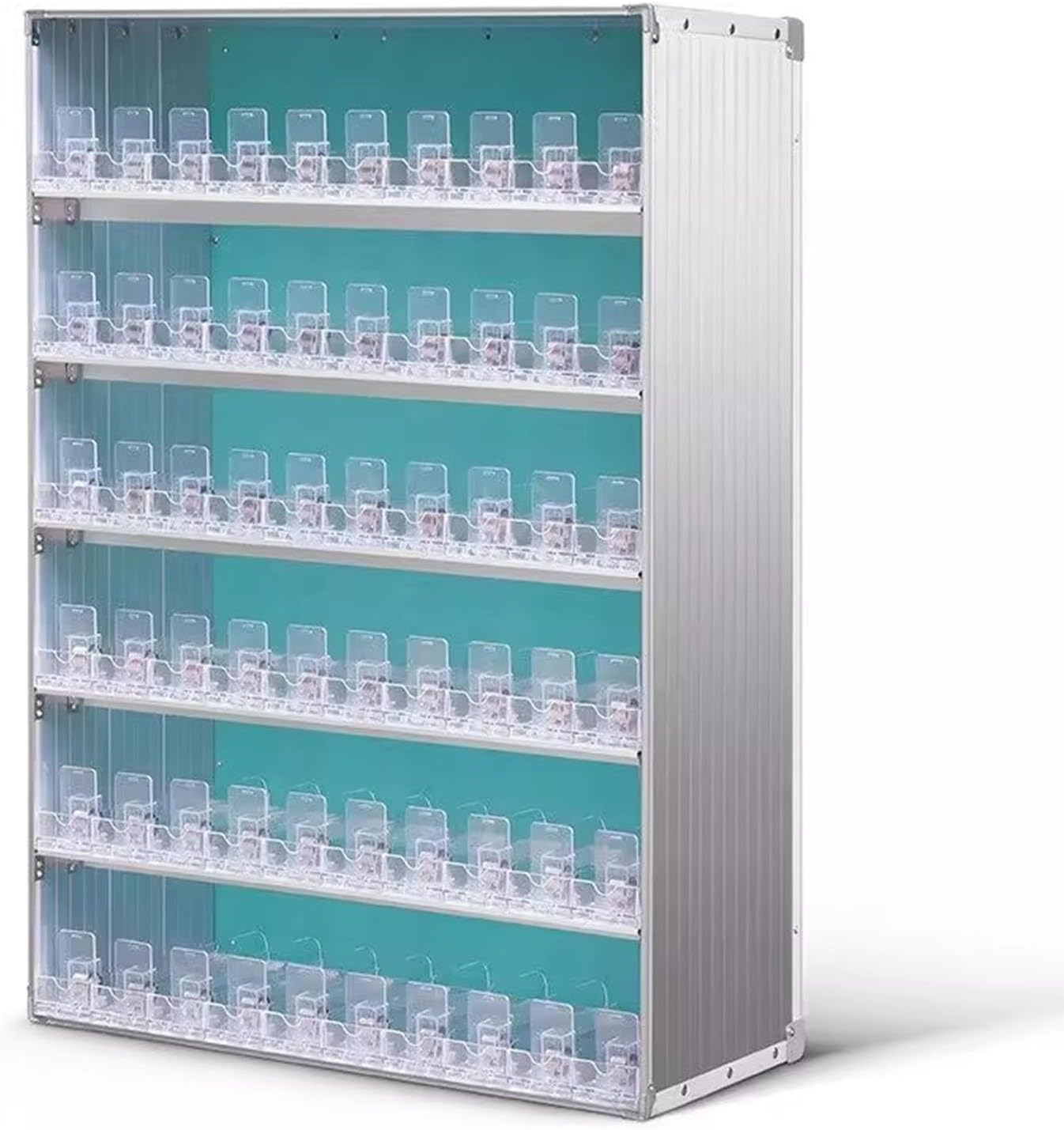 Portable Rectangular Cigarette Case Holder - Auto Pusher Display Rack & Retail Matchbook Organizer Shelf for Store - 75x29x39cm Silver Storage Solution