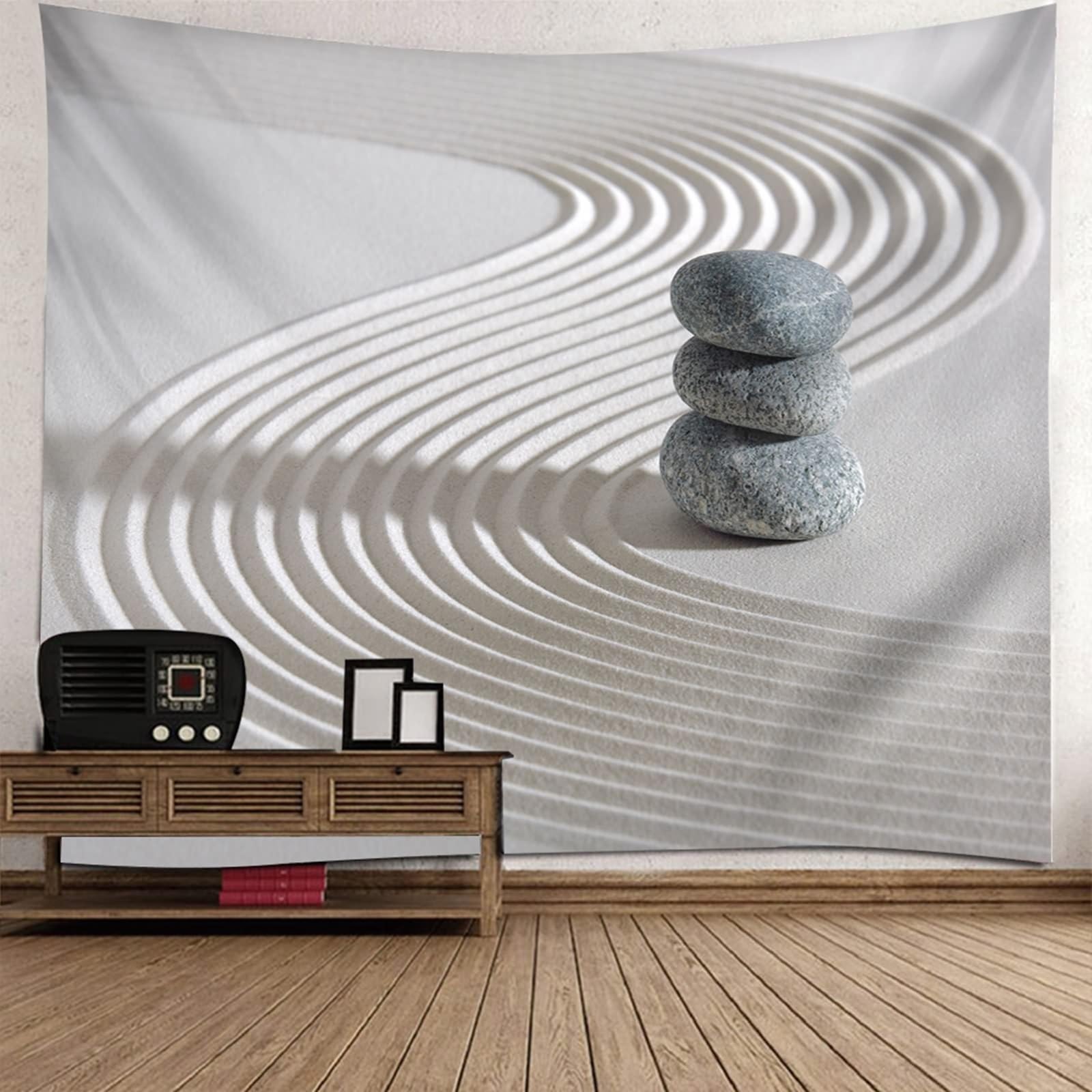 Wycian Wandteppich XXL Fenster Wandvorhang Beige XL Sand und Stein Mikrofaser 300X256cm (Breite x Höhe)