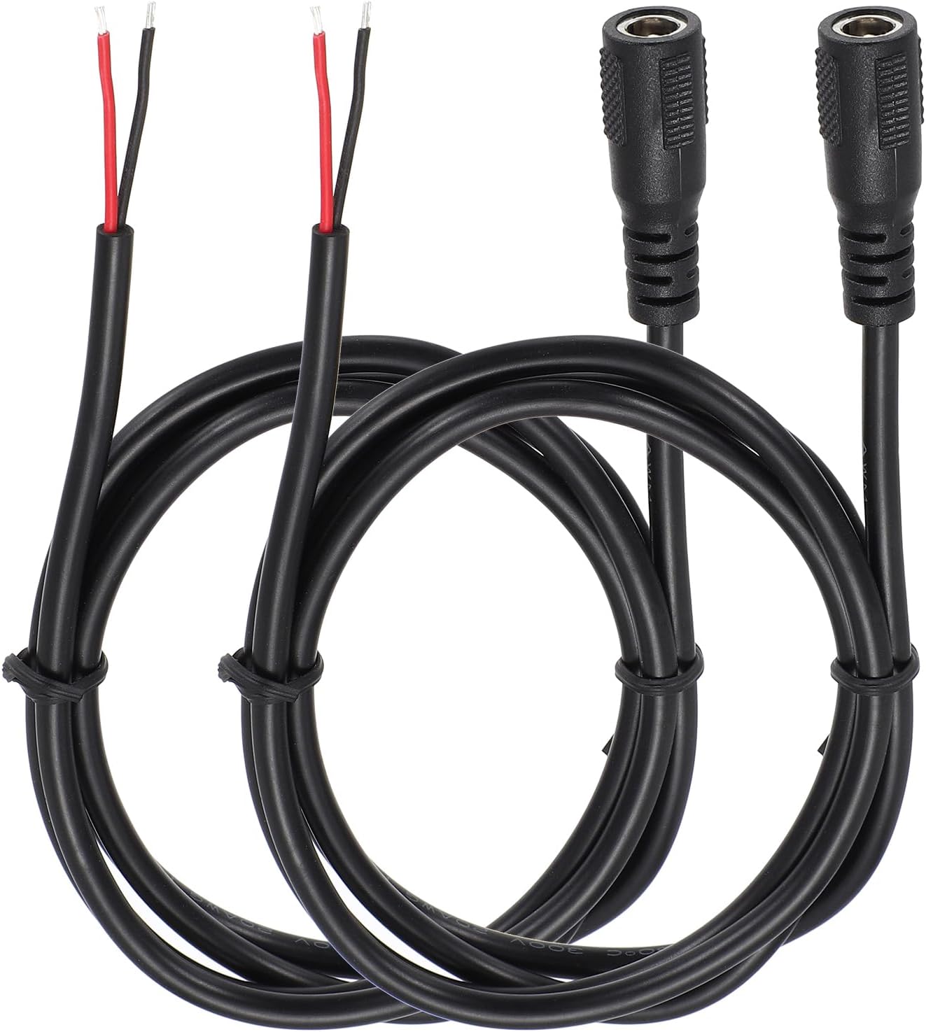 MECCANIXITY 2pcs DC Power Pigtails Cable, 5.5mm x 2.1mm Female Barrel Plug Connectors to Bare Wire Open End 100cm for PC Laptop Toys Cellphone Electronic Devices