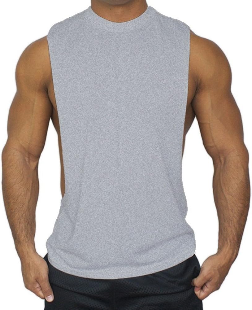ZUEVI Men's Muscle Cut Off Tank Tops Bodybuilding Fitness Sleeveless Gym Shirts Workout Stringer Tee Shirt