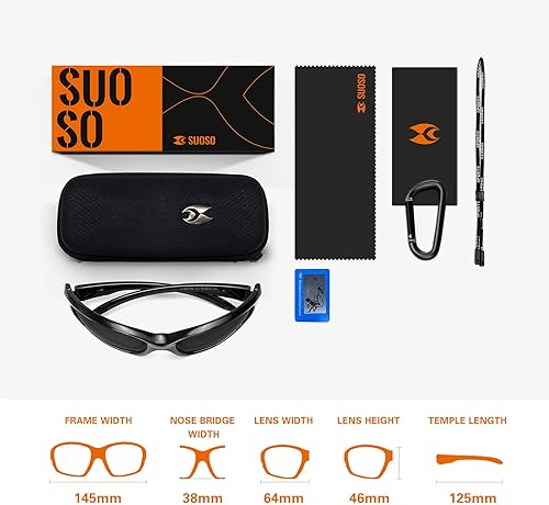 Miniatura 5 de suoso - Lentes de sol polarizados deportivos para hombres y mujeres, con protección UV400, envolventes, para conducir y pescar, TR90