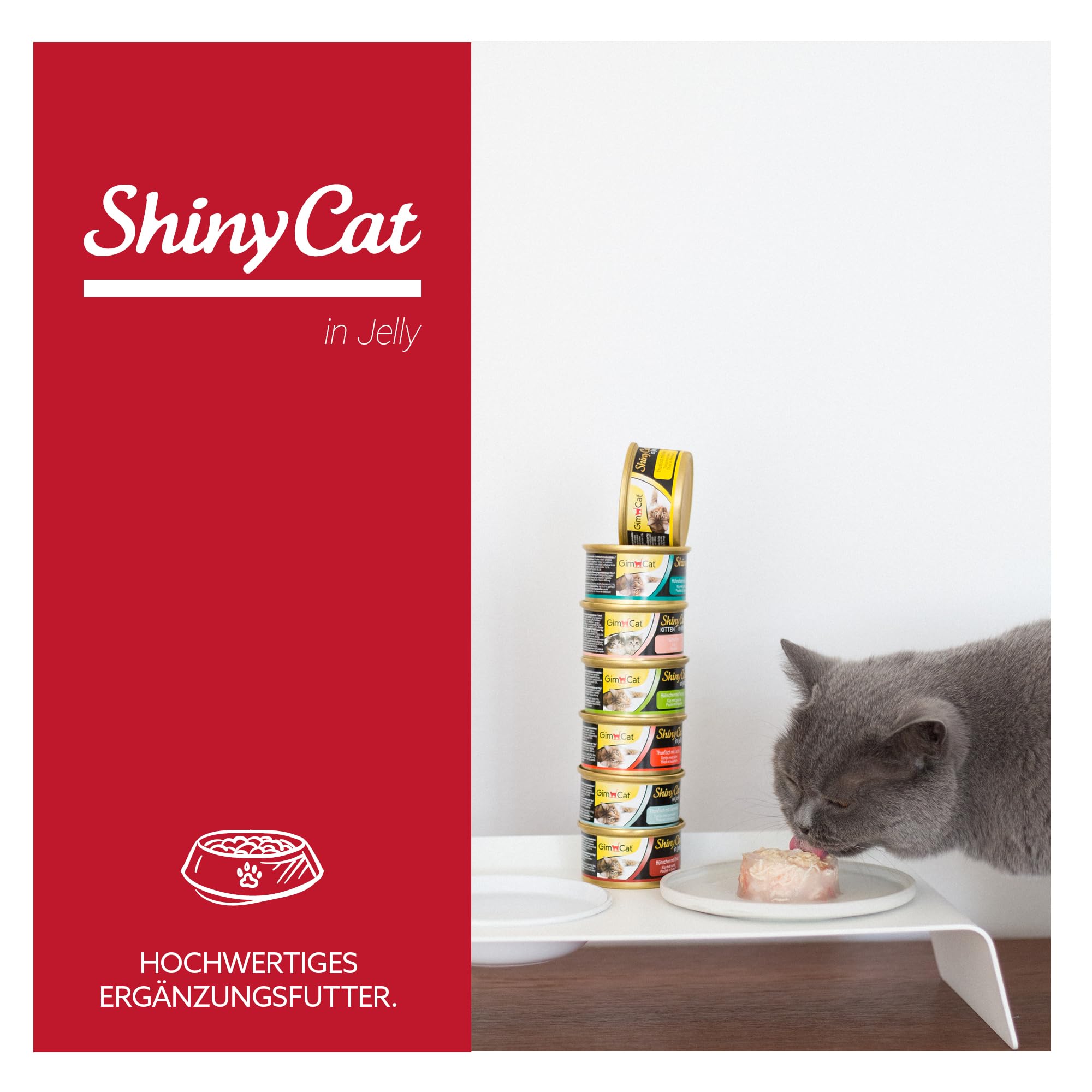 GimCat ShinyCat in Jelly Hühnchen - Nassfutter mit Fleisch und Taurin für Katzen - 48 Dosen (48 x 70 g)