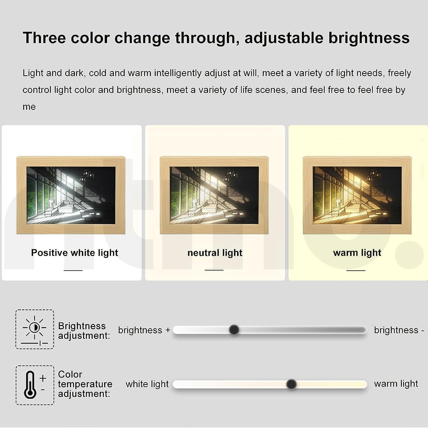 Ritmo Light Painting Frame - LED Art Frame with Shadow Art, USB Charging, Portable for Living Room, Bars (L, Sunny Day) 3