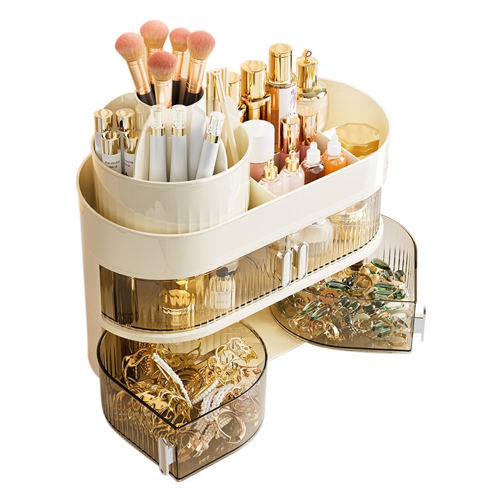 Vitrine cosmétique transparente pour comptoir de maquillage – Baril rotatif multifonction pour l'organisation de la maison pour pinces à cheveux, mascara | rotatif multifonction pour l'organisation de la maison pour pinces à cheveux, mascara