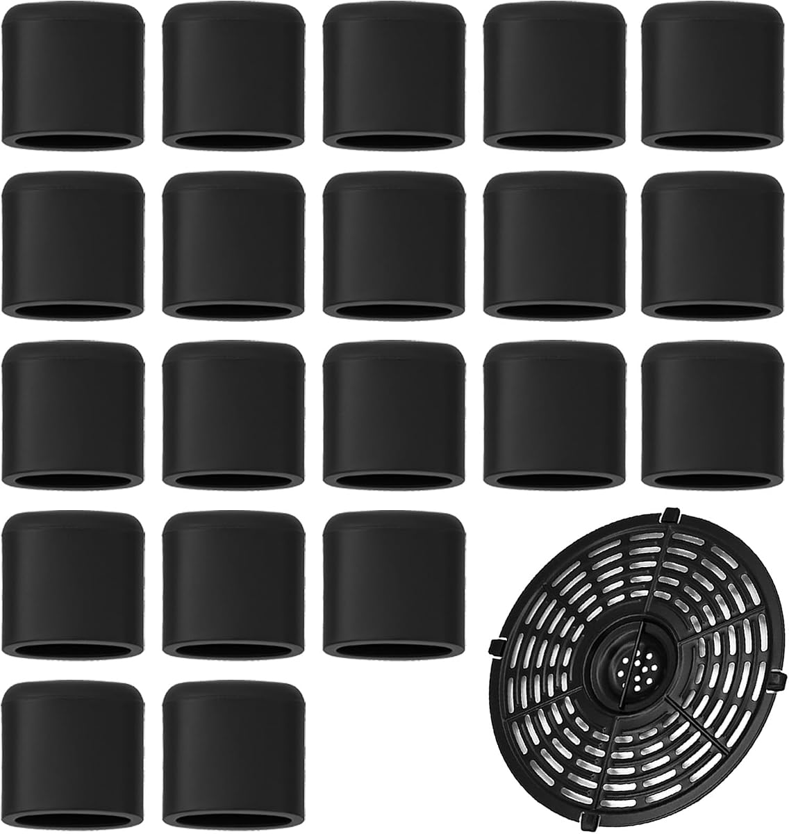 20 piezas de parachoques de goma para freidora de aire, piezas de repuesto de goma para freidora de aire para parrilla, accesorios de piezas de pequeños electrodomésticos (negro)