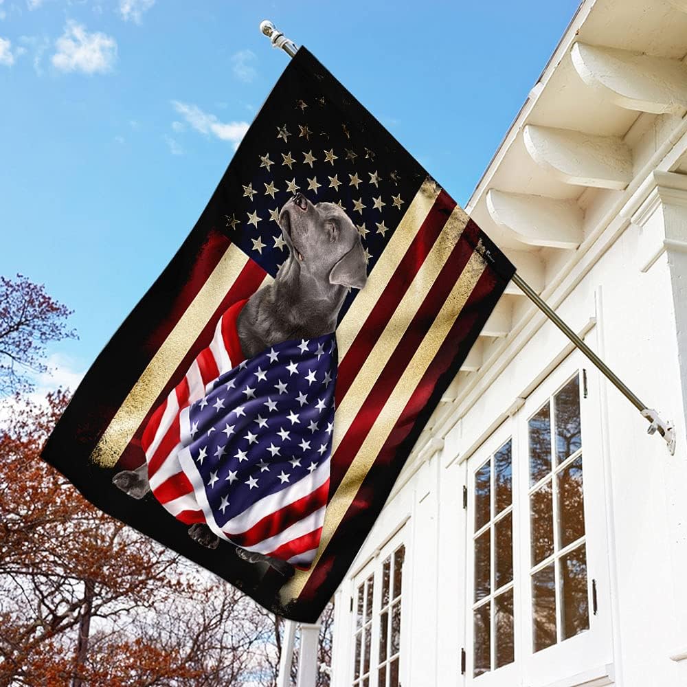American Flag-Silver Labrador Retriever American Patriot Flag, House Flag (29.5" x 39.5")-USA Flags Premium Polyester-Decorative Indoor Outdoor Flag