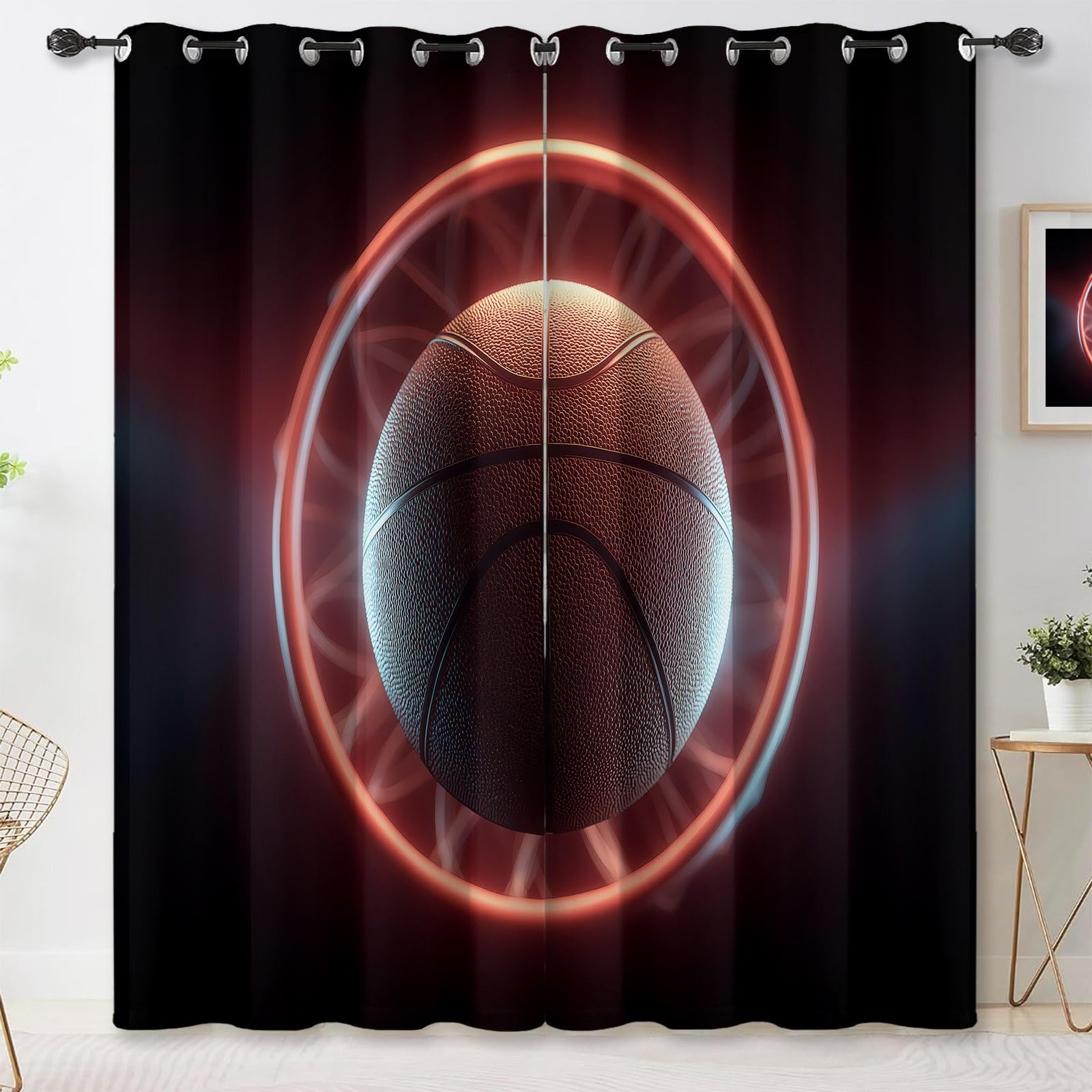 Rideaux occultants basketball avec oeillets pour obscurité totale