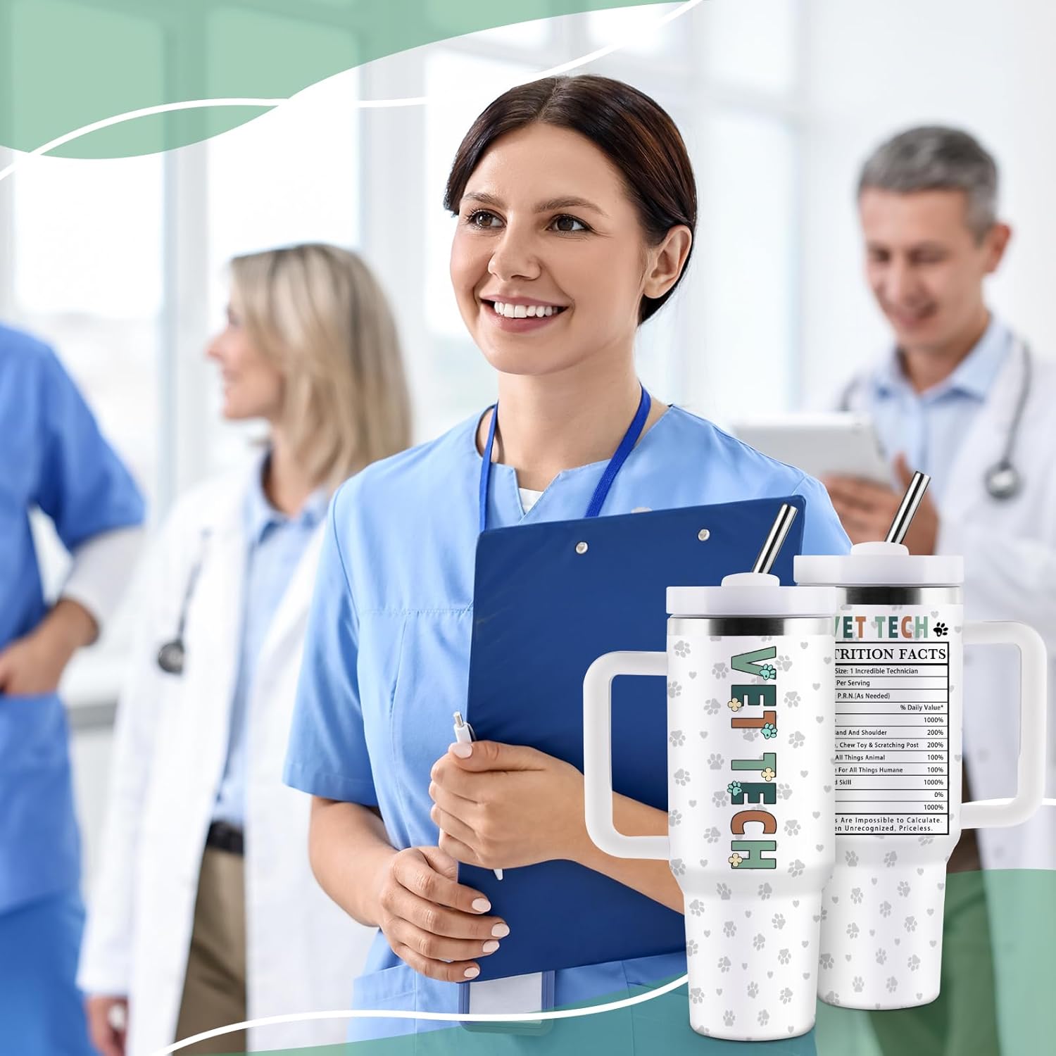 Vet Tech Gifts for Women Men, Vet Tech Week Gifts, Veterinary Technician Week Appreciation Gift, 40oz Stainless Steel Tumbler - Image 6