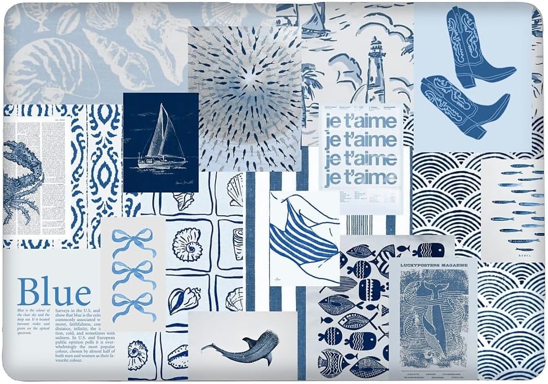 Compatible with MacBook Air 15 Inch Case 2023 M2 2025 M4 Chip Model A2941 A3241, Plastic Hard Shell Case for Mac Air 15 with Touch ID (2023)- Seaside Beachy Collage