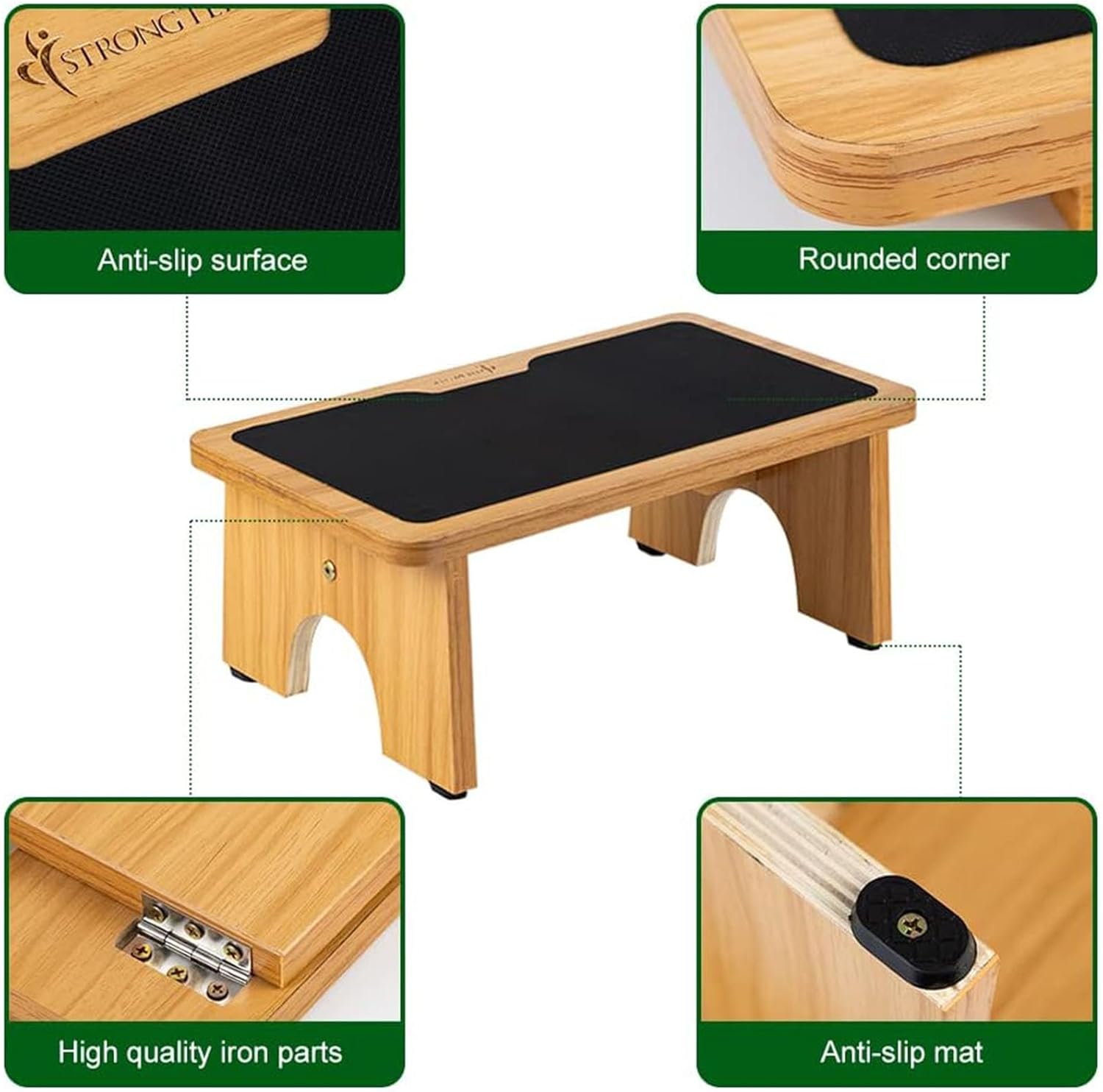 StrongTek Wooden Step Stool: The Perfect Blend of Style and Safety for Every Home!