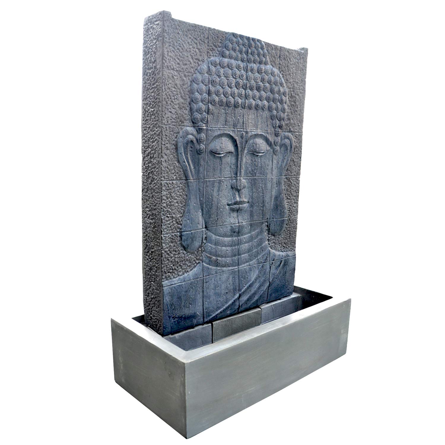 KÖHKO® Fuente Buda Altura aprox. 102 cm con iluminación LED, pared de agua para jardín, terraza y sala de estar