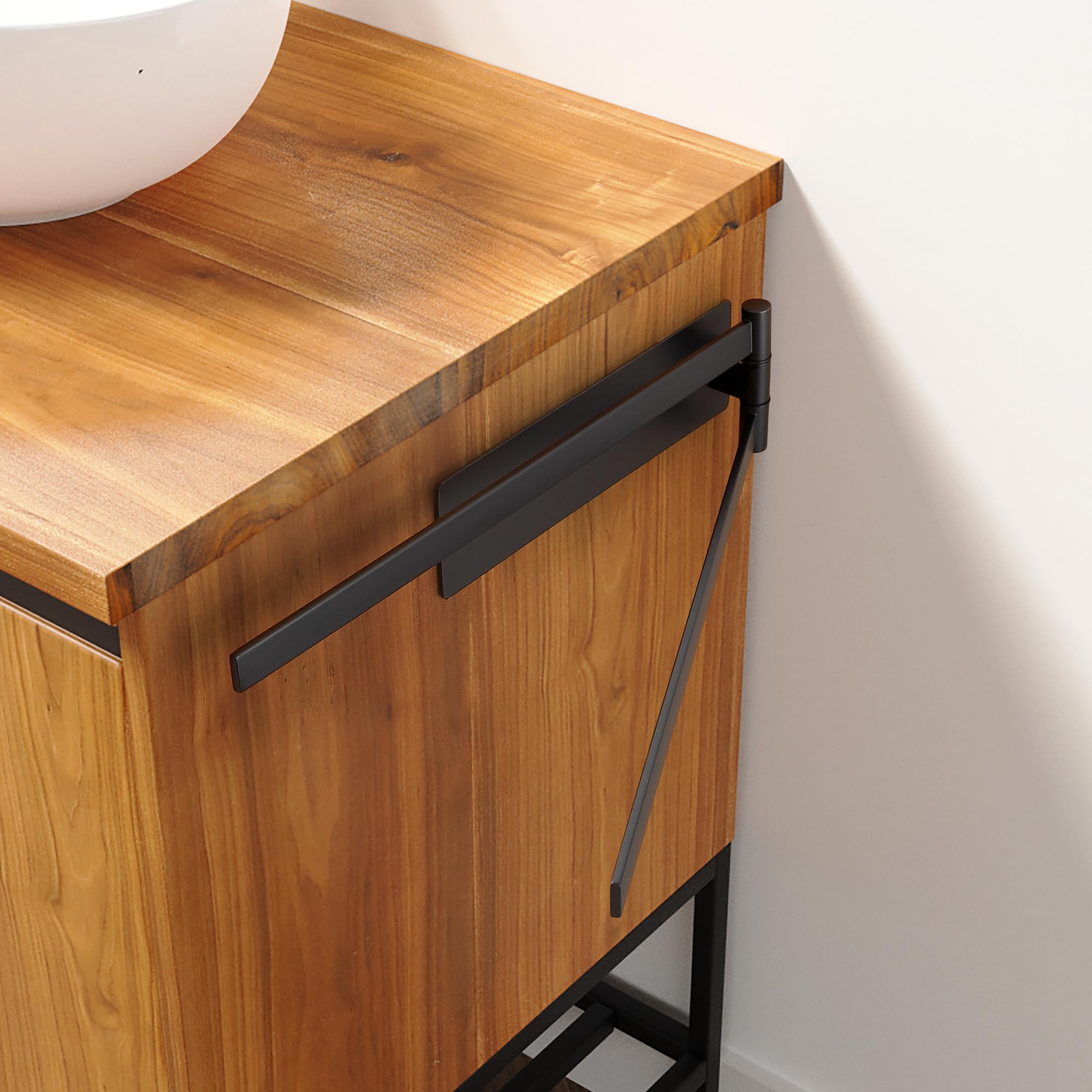 Porta Asciugamani Bagno Adesivo, Adesivo Portasciugamani Doppio e Girevole a 180°, Senza Foratura Porta Asciugamano da Parete in Acciaio SUS304, Nero Porta Salviette da Cucina e Doccia, 39cm