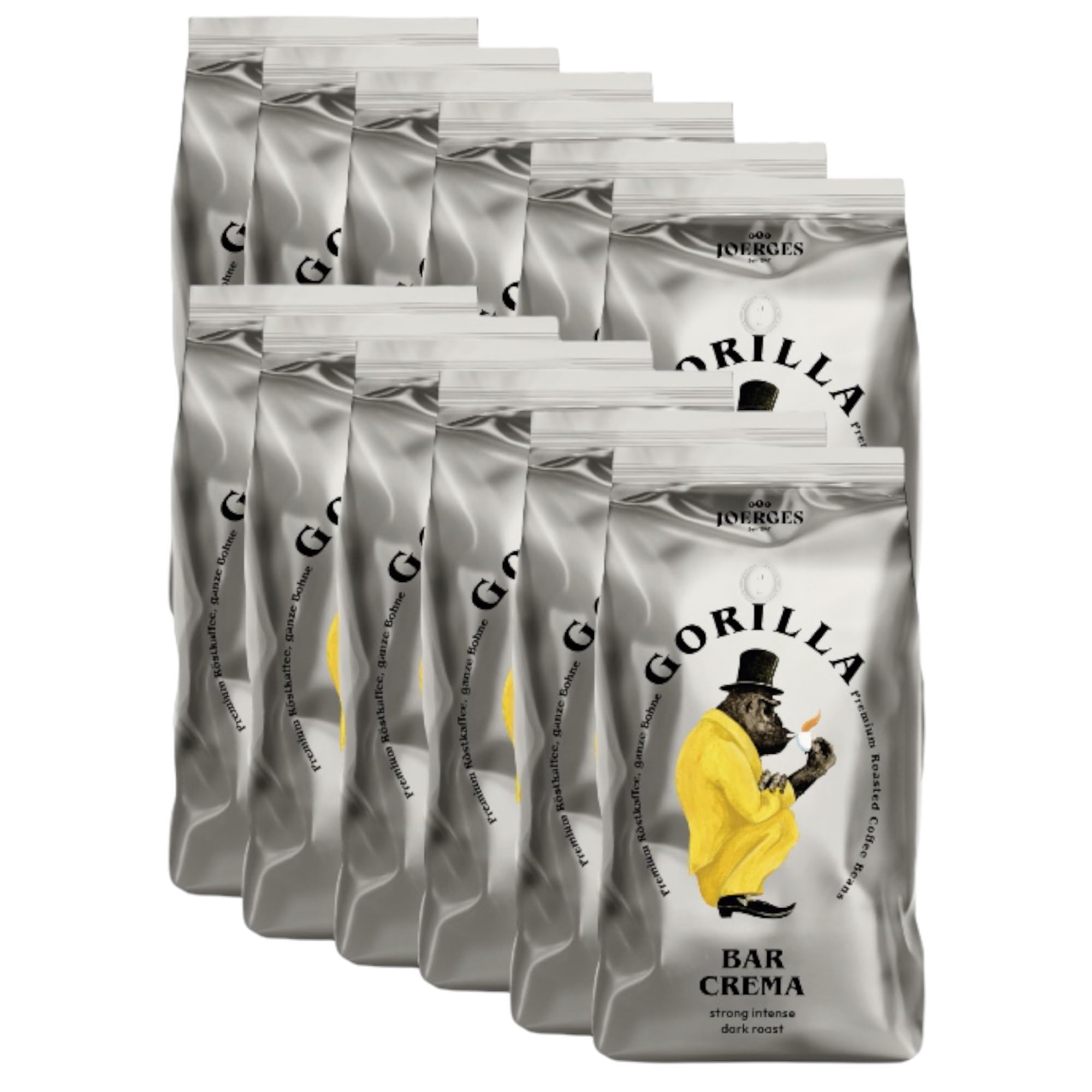 Gorilla Espresso Bar Crema Kaffee Bohnen - 12 Pakete zu je 1000 g Cafe