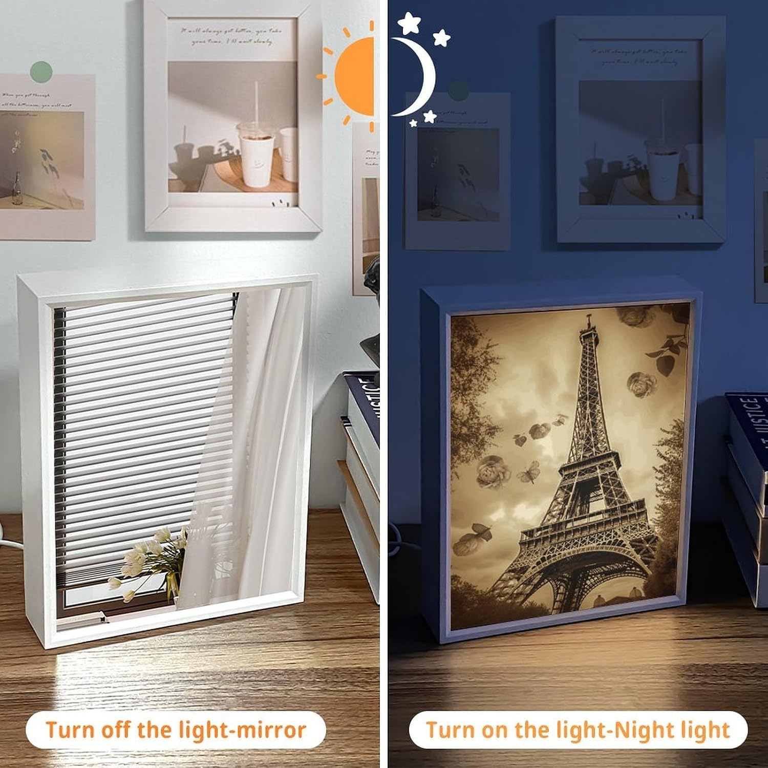Paris Eiffel Tower Vanity Mirror LED Vanity Mirror with Lights 3 Color Modes with Lighted Makeup Mirrors Acrylic Decoration Desk Mirrors for Bedroom Bathroom8.3 x6.5 image 3
