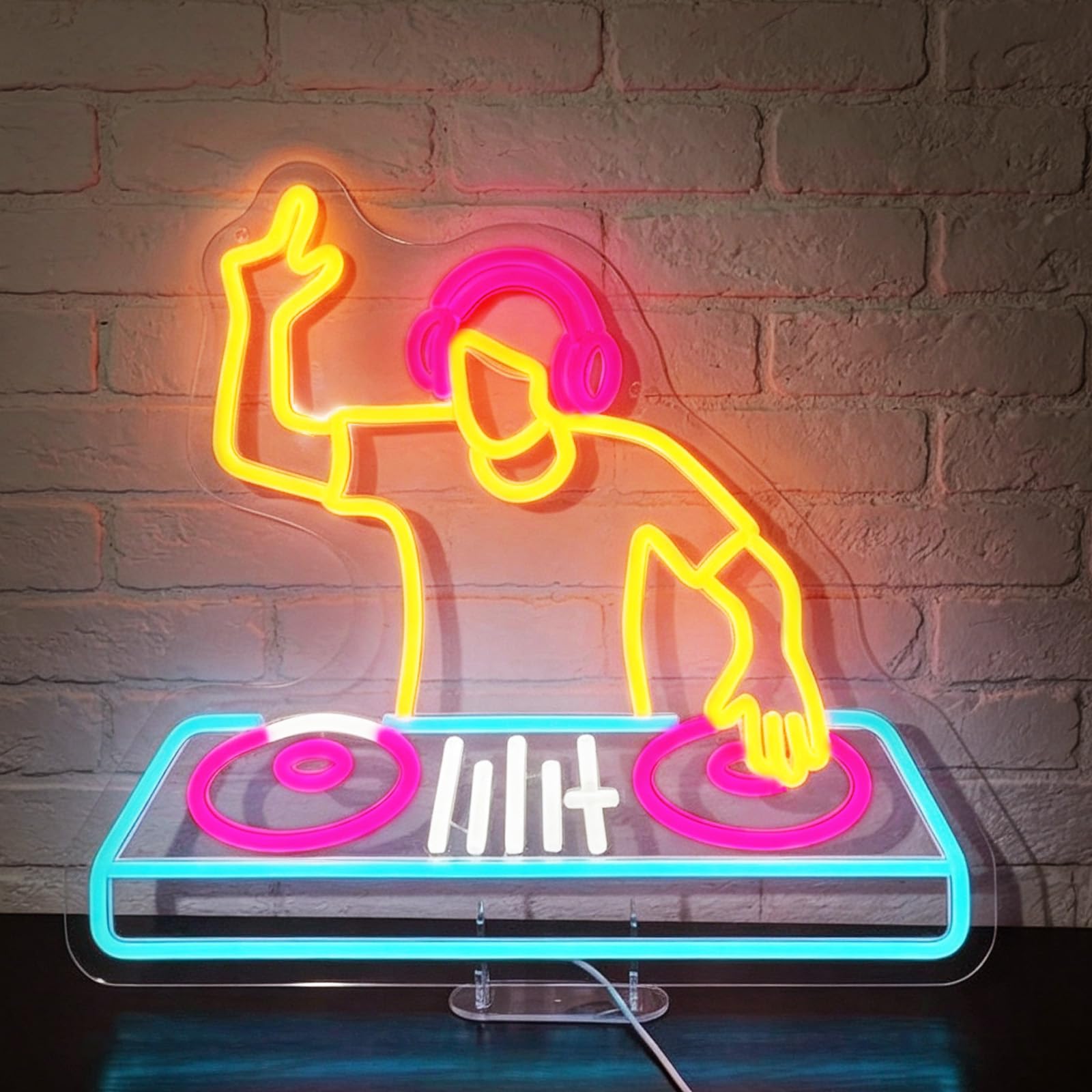Insegna al neon per lettore DJ, decorazione da parete, dimmerabile, luce LED per cabina DJ, alimentata tramite USB, per studio, bar, club, regalo per gli amanti della musica DJ