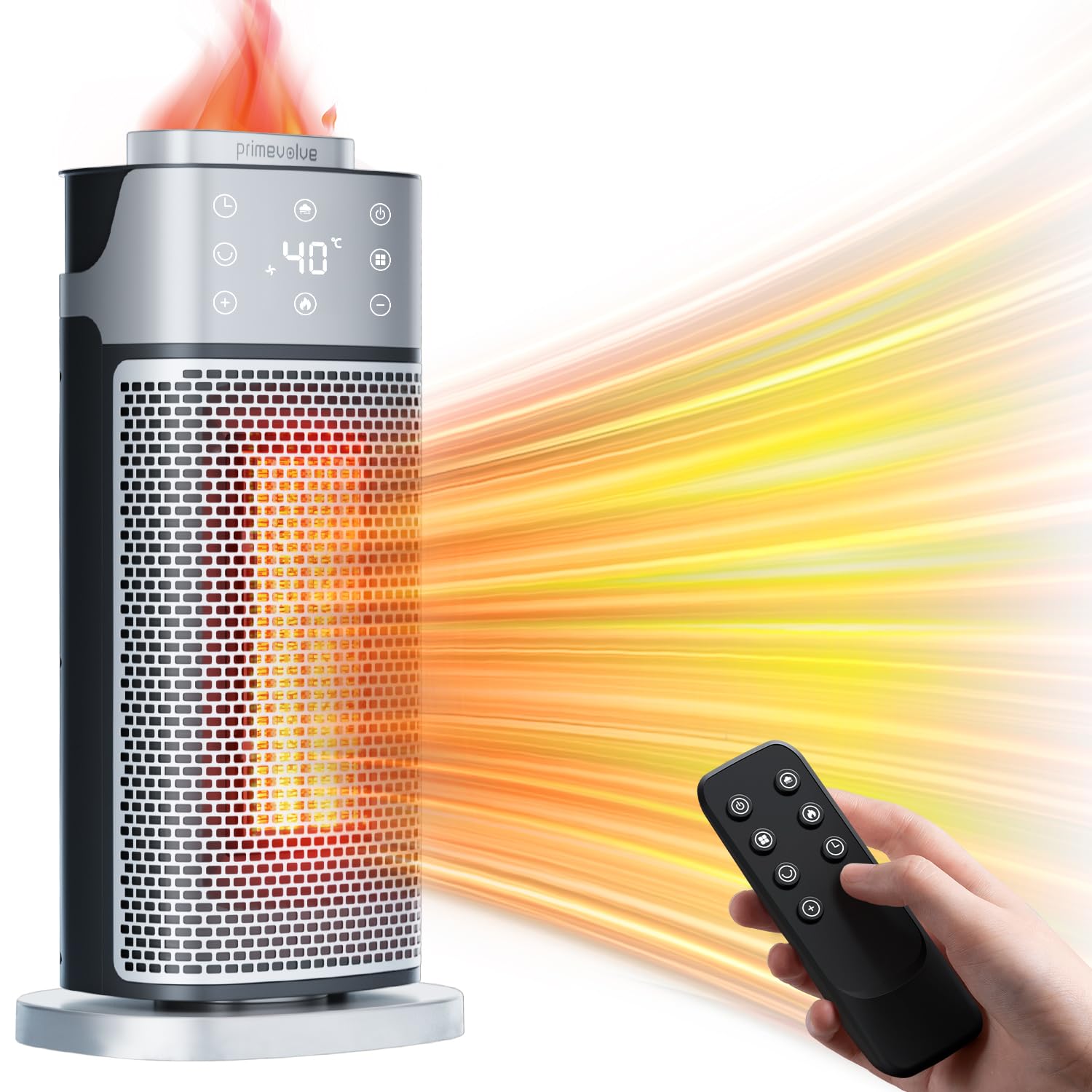 Primevolve 2000W Portable Electric Heater, 3-in-1 Low Energy Heater with Humidifier & ECO Mode, Ceramic Heater 70° Oscillation, Timer, Remote, Silent & Safe for Bedroom, Home & Office