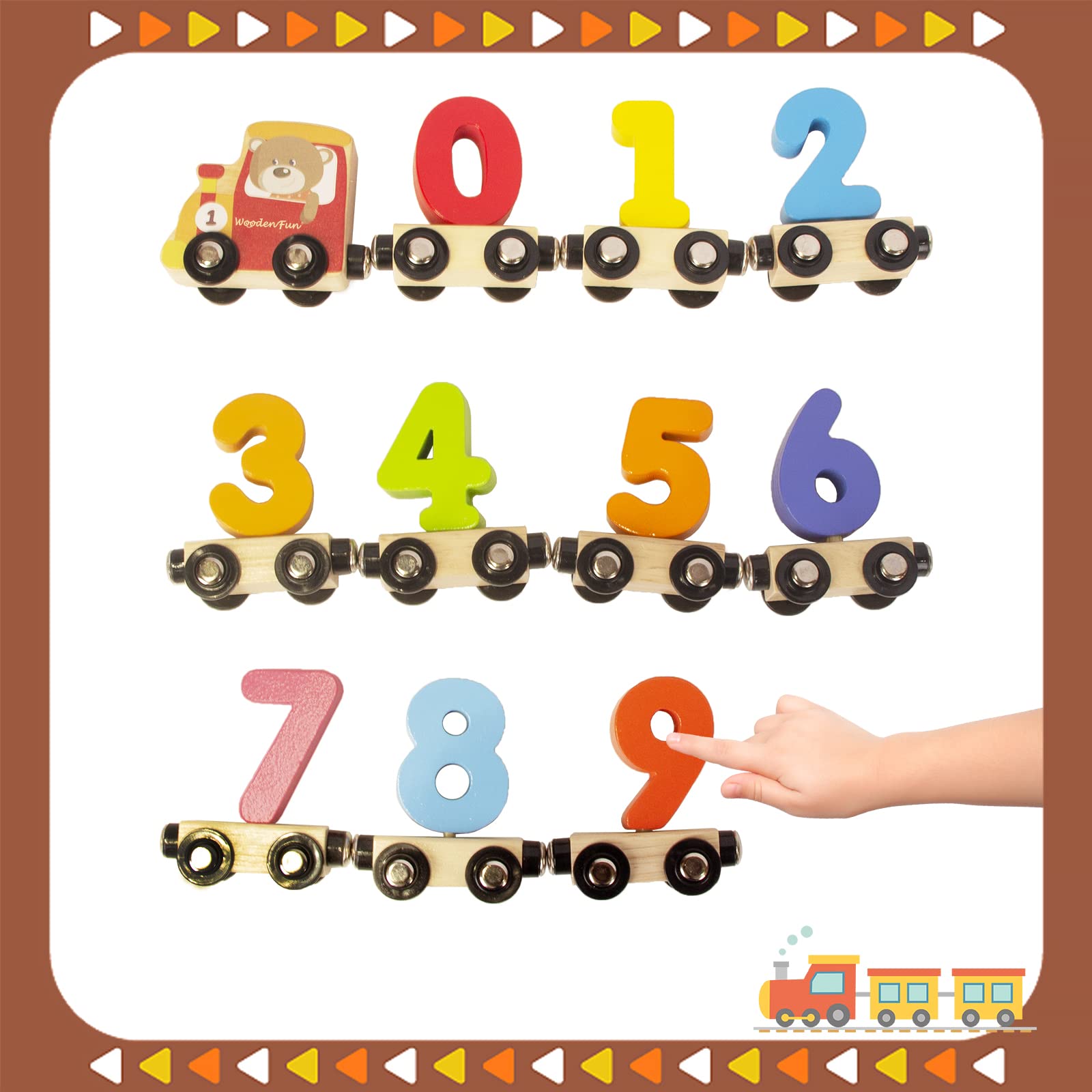 Juego de tren de números para niños de 1, 2 y 3 años, autos de juguete educativos para niños pequeños, juguetes de aprendizaje Montessori para niños y niñas (rojo) 2