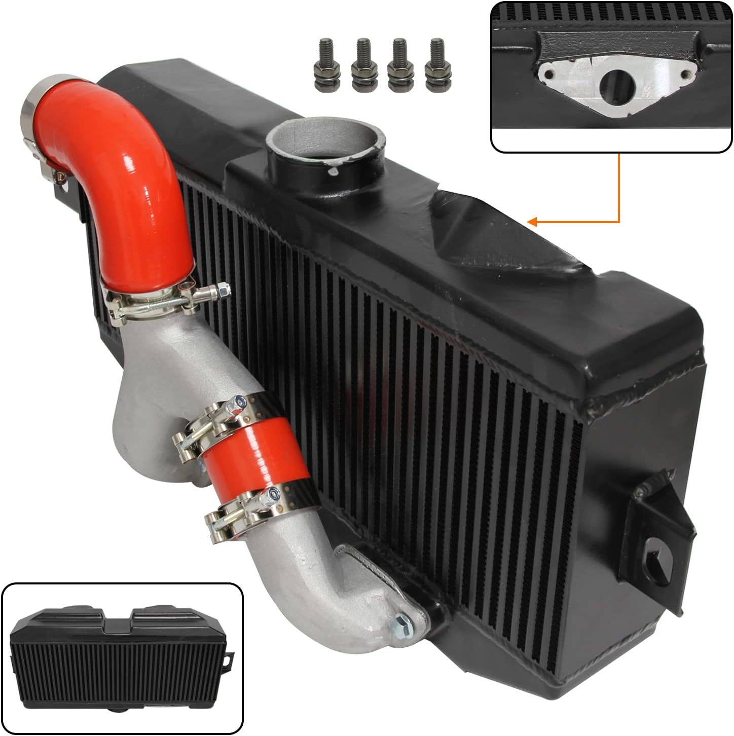 Bolt-On Top Mount Uprated Intercooler Y Pipe Kit for Subaru 2002-2007 WRX STI EJ207 EJ257 GD GG 2.0L/2.5L (black-red)