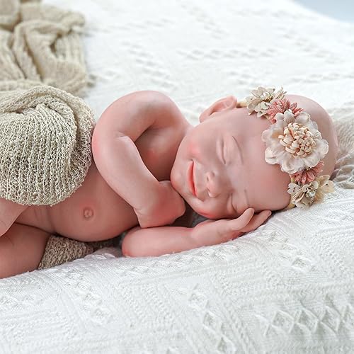 JIZHI Reborn Baby Dolls Platinum Silicone Full Body  Niña de 16 pulgadas  Cuerpo suave realista  Muñecas de bebé recién nacidas que se ven reales