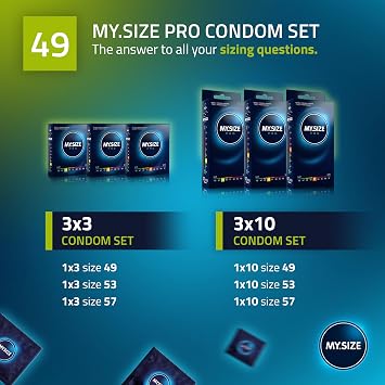 MY.SIZE PRO Condom Size 2, 49 mm, 3 Condoms - Perfect fit and a Suitable Size for Everybody