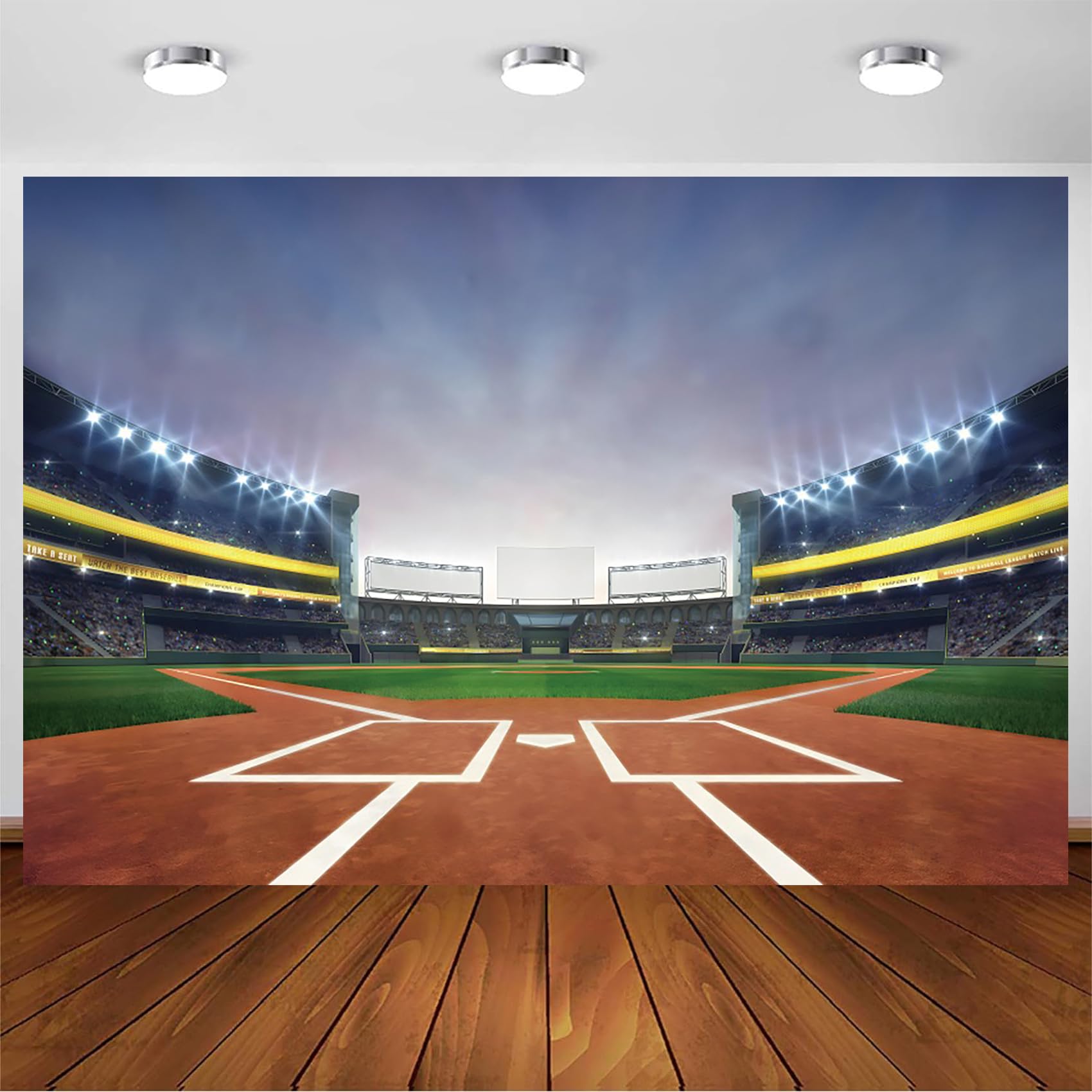 Tło baseballowe 3 x 2,4 m, winylowa trawa, łąka, boisko baseballowe, stadion, reflektor fotograficzny, tło dla miłośników baseballu, tapeta dla chłopca, na imprezę, portret, fotobudka,