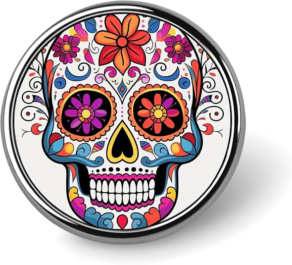 Round Lapel Pin Decorative Brooch Pins, Sugar Skull