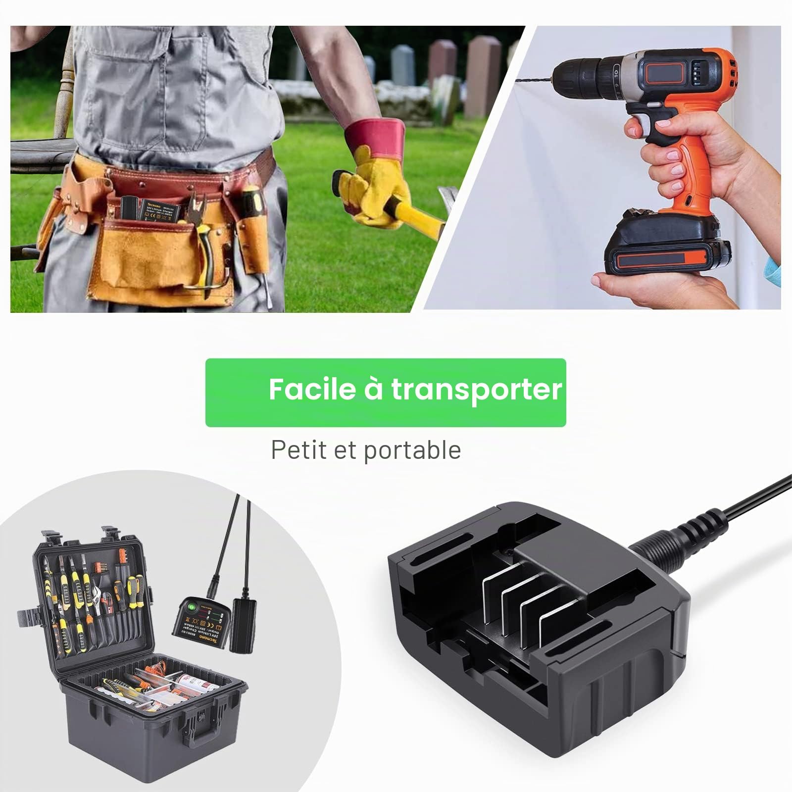 Chargeur de batterie lithium 18V/20V, compatible avec batterie lithium Black&Decker 18V/20V BL2018 LBXR20 LBXR20-OPE LB20 LBX20