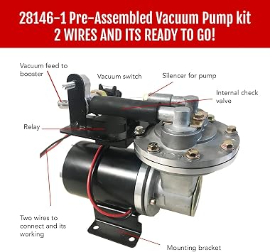 Force 10 Brakes 12V Brake Booster Vacuum Pump, Plug and Play Automotive Vacuum Pump for Brake Vacuum Booster, Reliable Booster Pump for Enhanced Braking Performance with electronic vacuum switch