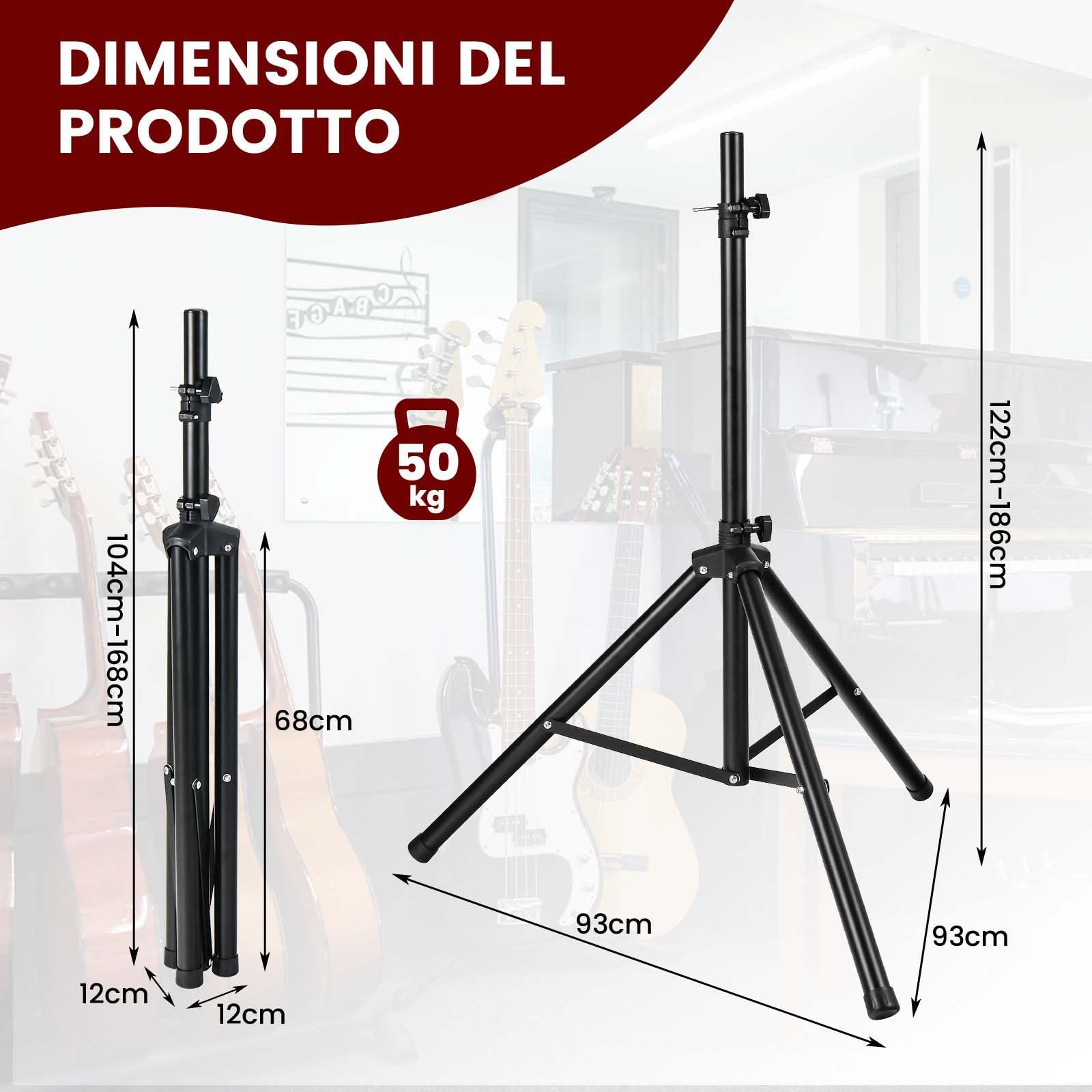 COSTWAY Supporto per Altoparlante, Supporto Treppiede per Casse Acustiche, Diffusore Cavalletto Stativo, Altezza regolabile da 97-183 cm