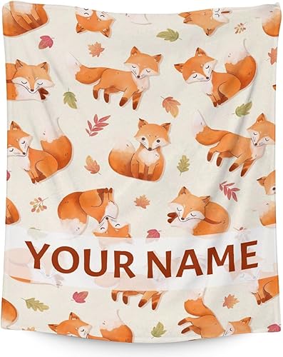 Manta de zorro personalizada, manta suave y mullida para niños, manta de regazo de 30 x 40 pulgadas, para oficina y sofá, lindas mantas de regalo