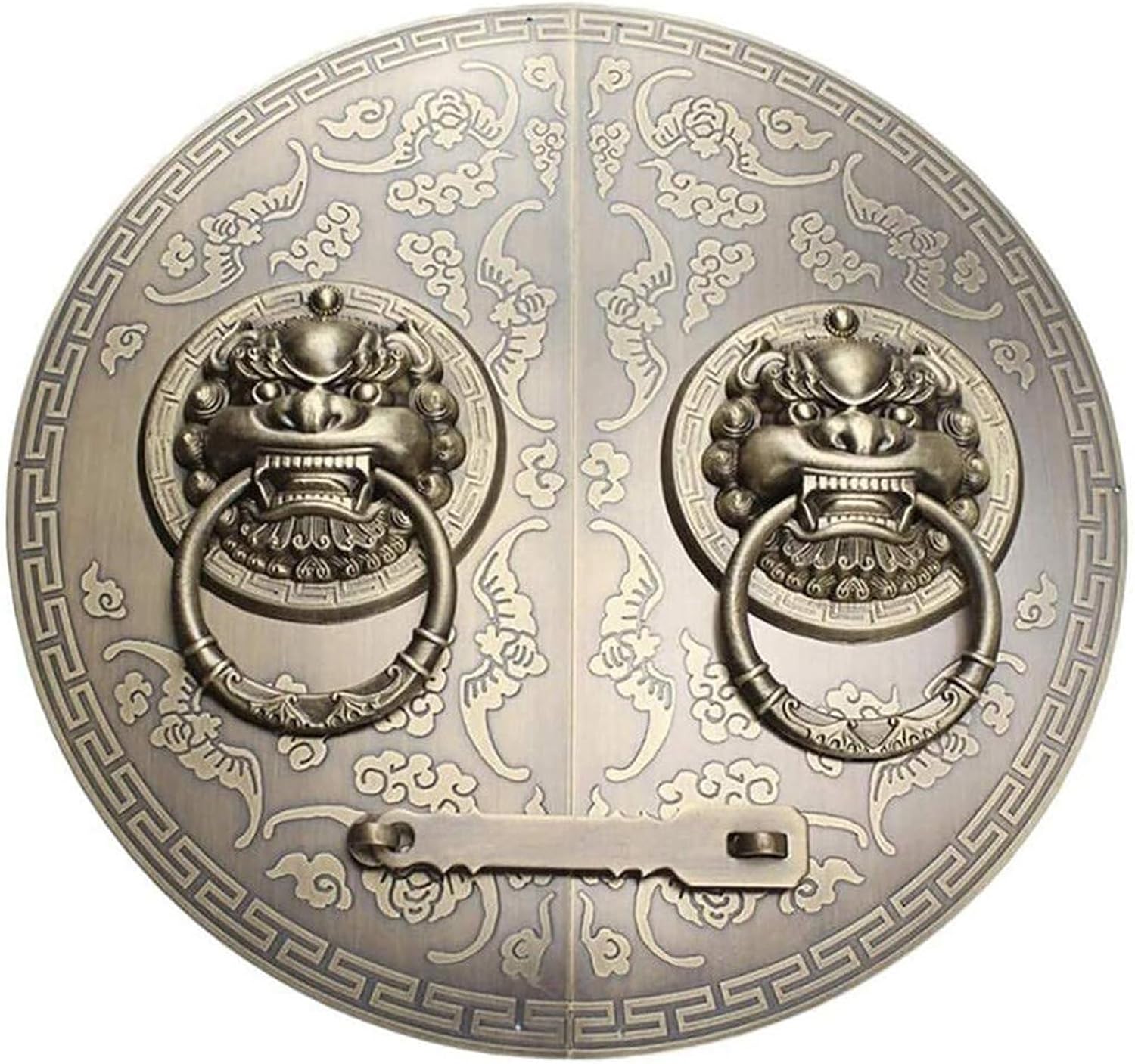 1pc Door Knockers,Chinese Ancient Style Furniture Pulls,Door Knocker Handle with Lock,Brass Cabinet Face Plate Backplate Hardware