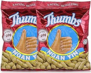 Ngan Yin Hand Thumbs Brand Original Classic Roasted Groundnuts Peanuts Fragrant Cap Tangan Snacks Kacang Halal Food Teatime Malaysia 120g (4.23oz) x 2 Packs