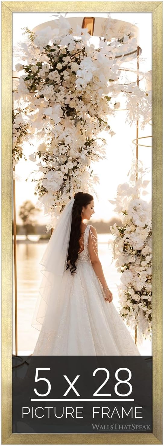 wallsthatspeak 5x28 Gold Picture Frame for Puzzles Posters Photos or Artwork