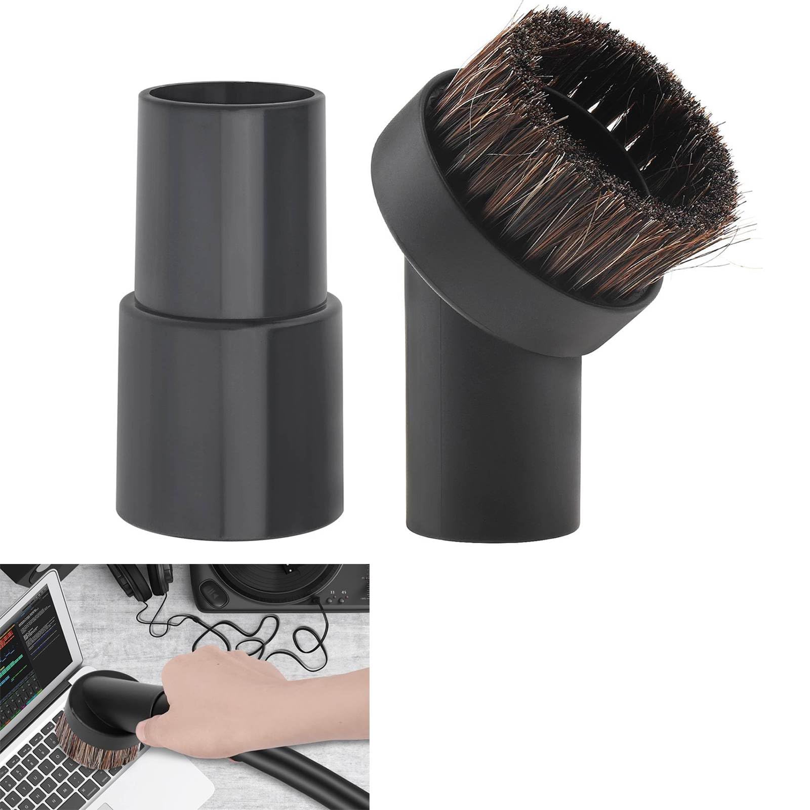 Shop Vac Brush Attachment,Round Dust Brush 25mm Horse Hair and Hose Adapter