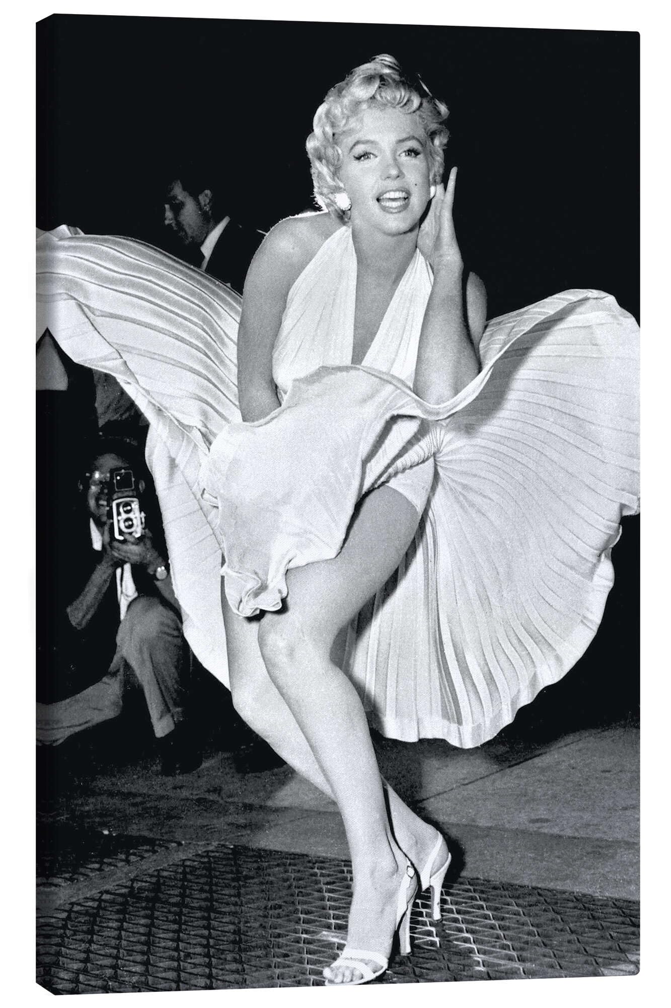 Posterlounge Marilyn Monroe Pose Leinwandbild | 40 x 60 cm von Celebrity Collection Schwarz-Weiß Wandbilder Wanddeko