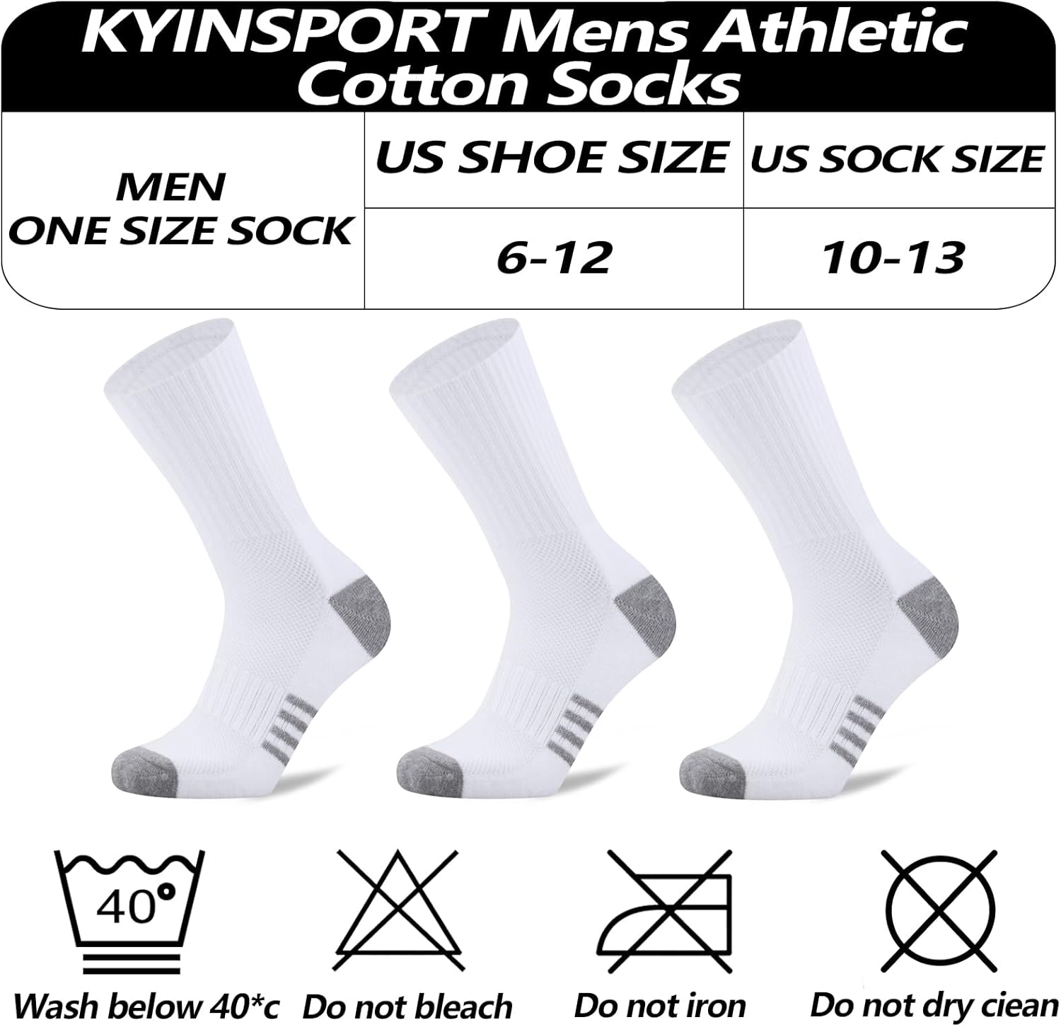 6 Pack Men's Athletic Cushioned Crew Socks - Cotton Cozy Running Socks, Moisture Wicking, Breathable Arch Support - Image 2